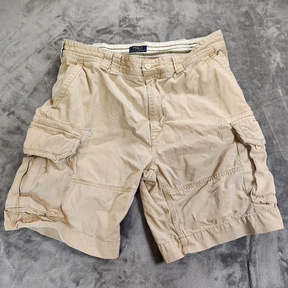 Polo Ralph Lauren Shorts Mens 38 Beige Utility Cargo Vintage